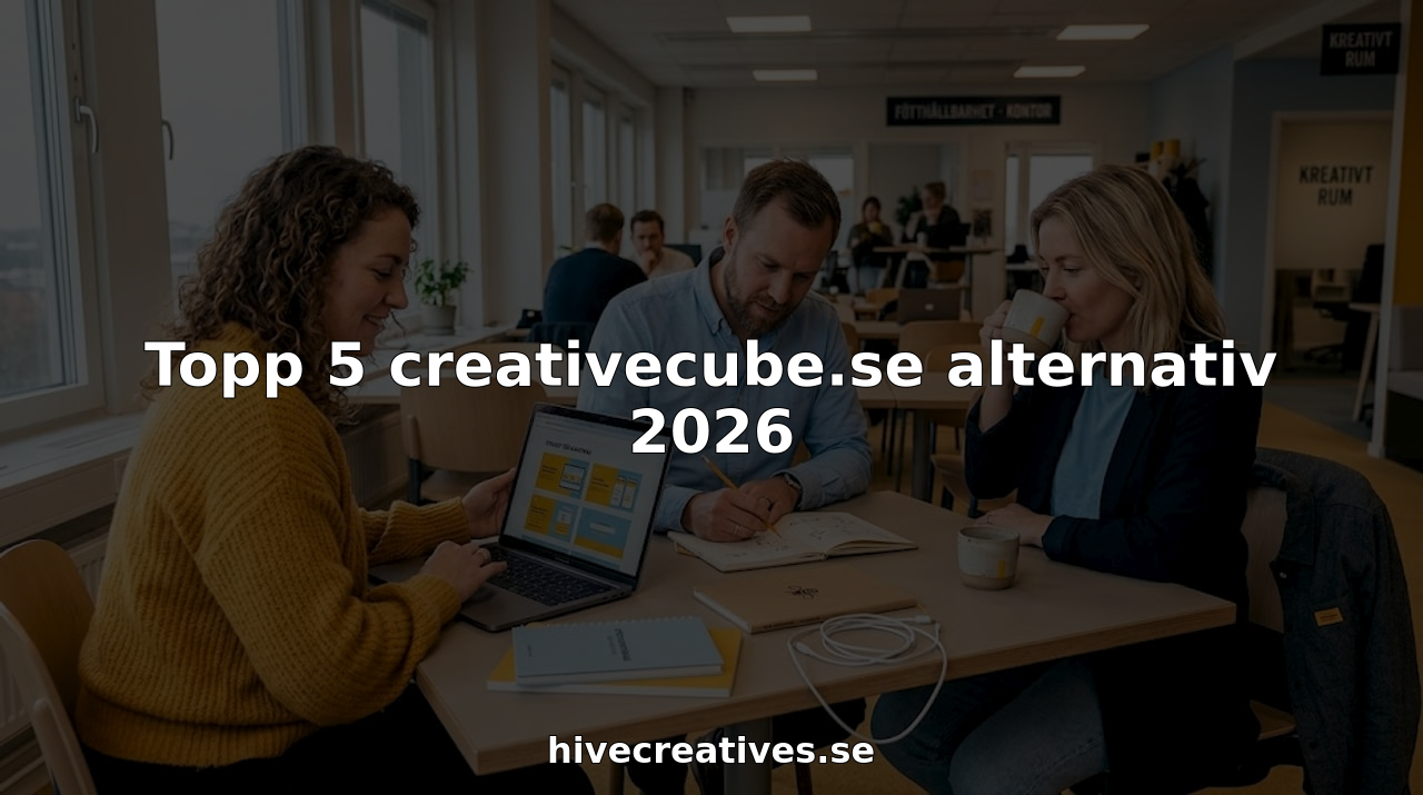 Det kreativa teamet samarbetar runt ett gemensamt bord på kontorets coworking-yta.