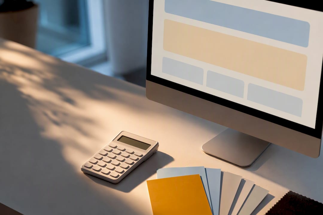 Kostnadskalkylator och webbplatsdesign för budgetplanering